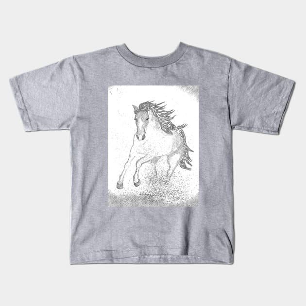 A horse runs in the desert Kids T-Shirt by Maltez
